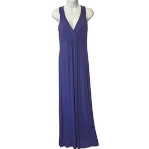 Boden Purple Sleeveless Maxi Dress V-Neck Jersey Knit 6 Petite Viscose Elastane